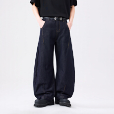 批发春夏季男士牛仔时尚潮牌休闲无弹怀旧宽松弯刀裤青年牛仔裤男