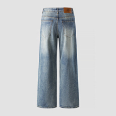 批发春夏季男士牛仔时尚潮牌休闲微弹怀旧宽松直筒青年牛仔裤男