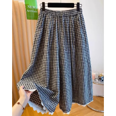 批发<b class='q'>外贸出口</b>日单外单高级感格子裤大码宽松休闲百搭阔腿九分裤裙
