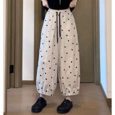批发夏装新款<b class='q'>大码</b>女装波点哈伦裤薄款宽松显瘦<b class='q'>大码</b>休闲九分运动裤
