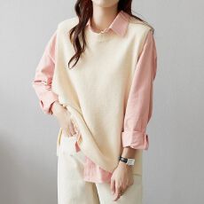 批发秋季新款纯棉蓝色长袖衬衫女上衣通勤穿搭休闲蓝衬衣外套叠穿