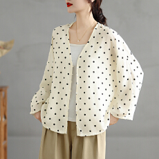 批发实拍2026早春<b class='q'>大码</b>女装韩版宽松苎麻开衫衬衫薄款上衣小<b class='q'>外套</b>