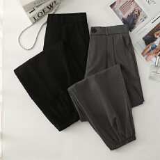 批发实拍2026早春胖mm大码西装裤宽松束脚工装裤高腰显瘦休闲直筒裤