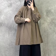 批发秋<b class='q'>冬</b>装新款日系复古穿搭上衣欧货圆领长袖衬衫纯棉衬衣