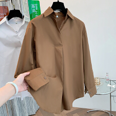 批发实拍2026早<b class='q'>春</b>日韩大码女装气质纽扣宽松长袖衬衫上衣