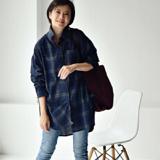 批发秋装新款韩版秋季宽松oversize长袖复古格子<b class='q'>衬衫</b>休闲长袖上衣<b class='q'>外套</b>