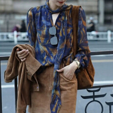 批发<b class='q'>秋</b>装流行法式别致绝美上衣超好看减龄洋气设计感小众通勤印花衬衫