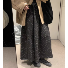 批发秋装新款韩系碎花花苞半身裙女十三行高腰显瘦遮胯中长裙