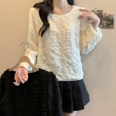 批发春装实拍新款大码女装胖MM泡泡格百搭长袖衬衫上衣M-4XL200斤