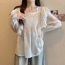 批发实拍2026早<b class='q'>春</b>大面菁微胖大码定制法式衬衫花边小衫M-4XL200斤