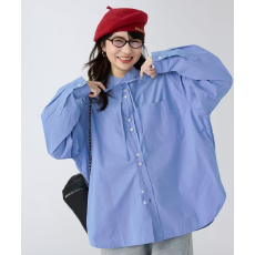 批发春装新款蓝色立领长袖衬衫女小个子休闲宽松衬衣直筒上衣