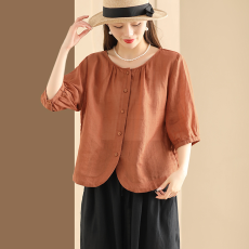 批发夏季新款<b class='q'>衬衫</b>女<b class='q'>气质</b>文艺<b class='q'>T</b><b class='q'>恤</b>圆领外搭文艺开衫上衣外套