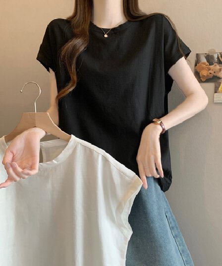 실사 여름 드레스 새로운 일본식 레트로 아마 빅 사이즈 여성 의류 빛 럭셔리 미니멀리즘 품격 문예 화이트 셔츠