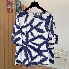 批发夏装复古印花衬衫高级感轻奢减龄洋气小衫独特短袖上衣