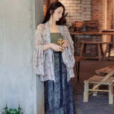 批发夏装新款<b class='q'>大码</b>新中式国风汉服上衣女新款宽松显瘦<b class='q'>长袖</b>衬衫外套