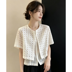 批发夏季新款休闲开衫<b class='q'>外套女</b>防晒衫设计感叠穿假两件ins风格上衣