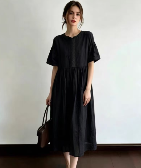 여름 드레스 새로운 chic 한국 스타일 무거운 작업 명중 Pleat 루즈핏 롱 코트 드레스
