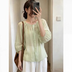 批发夏装新款大码女装宽松韩版衬衫防晒衫八分袖衬衫女