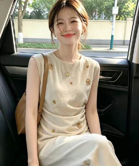 여름 새로운 빛 요리 한 바람 꽃 자수 민소매 조끼 여성 베이지 색 허리 수축 오래된 돈 바람 빅 사이즈 맨위