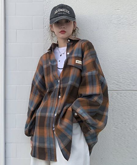 가을 의상 새로운 막대기 표준 격자 무늬 셔츠 긴팔 다용도 하라주쿠 스타일 캐주얼 루즈핏 빅 사이즈 맨위 셔츠 재킷