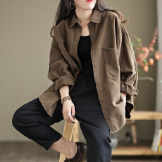 批发外贸专柜秋装<b class='q'>休闲</b>女装长袖斜纹纯棉衬衫宽松<b class='q'>外套</b>大码上衣衬衣