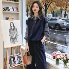 批发秋装新款韩版宽松显瘦百搭休闲复古格子<b class='q'>衬衫</b>女假两件工装长袖上衣