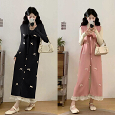 批发实拍~2025新款时尚款洋气秋冬季套装两件套毛衣马甲裙子