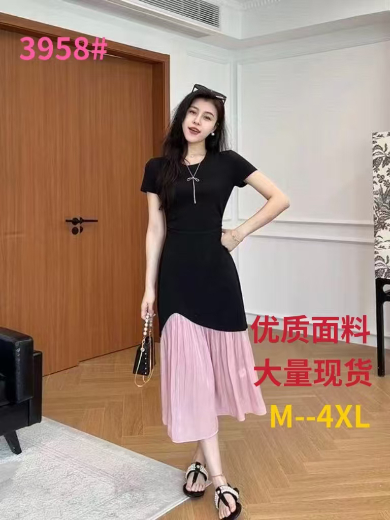 불규칙 배색 패치워크 절묘한 드레스 여름 디자인 센스 우아함 품격 치마