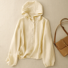 批发实拍2026夏新款棉麻短外套大码宽松连帽长袖防<b class='q'>晒衣</b><b class='q'>空调</b><b class='q'>衫</b>