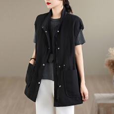 批发<b class='q'>实拍</b>2026春新款马夹欧韩休闲立领暗扣抽绳收腰无袖上衣马甲