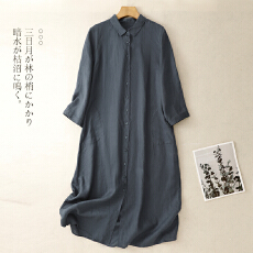 批发实拍2026春季新款中长款衬衫<b class='q'>连衣裙</b><b class='q'>翻领</b>长袖通勤宽松休闲<b class='q'>连衣裙</b>