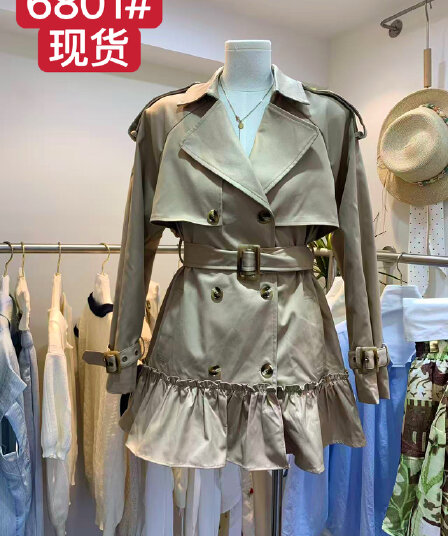 화이트 워터 여성 바흐 가을 일지 카키 색 연꽃 잎 치마 바람막이 여성 이른 가을 프랑스식 레트로 순수한 욕망 보온 재킷