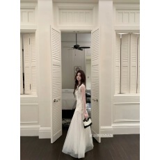 批发月光漫游诗 设计感重工刺绣拼接网纱气质<b class='q'>连衣裙</b>