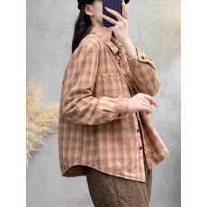 批发官图2025新款<b class='q'>格子衬衫</b>女纯棉秋冬季休闲宽松保暖内搭夹棉长袖上衣