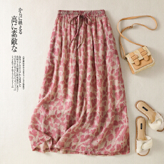 批发实拍2026新款民族风碎花<b class='q'>棉麻</b><b class='q'>半身裙</b>女夏轻薄亚麻大摆A字裙子