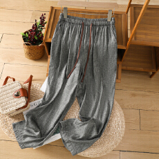 批发实拍2026新款夏季薄款汉麻休闲长<b class='q'>裤</b>复古潮流文艺休闲宽松<b class='q'>女</b><b class='q'>裤</b>