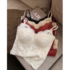 批发法式骨线蕾丝秋<b class='q'>冬</b>磨毛保暖吊带背心女固定杯修身显瘦内搭