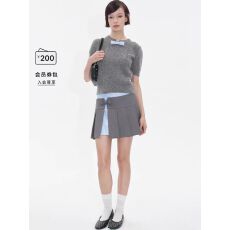 批发2025年秋季新品女士蝴蝶结装饰短袖针织衫上衣