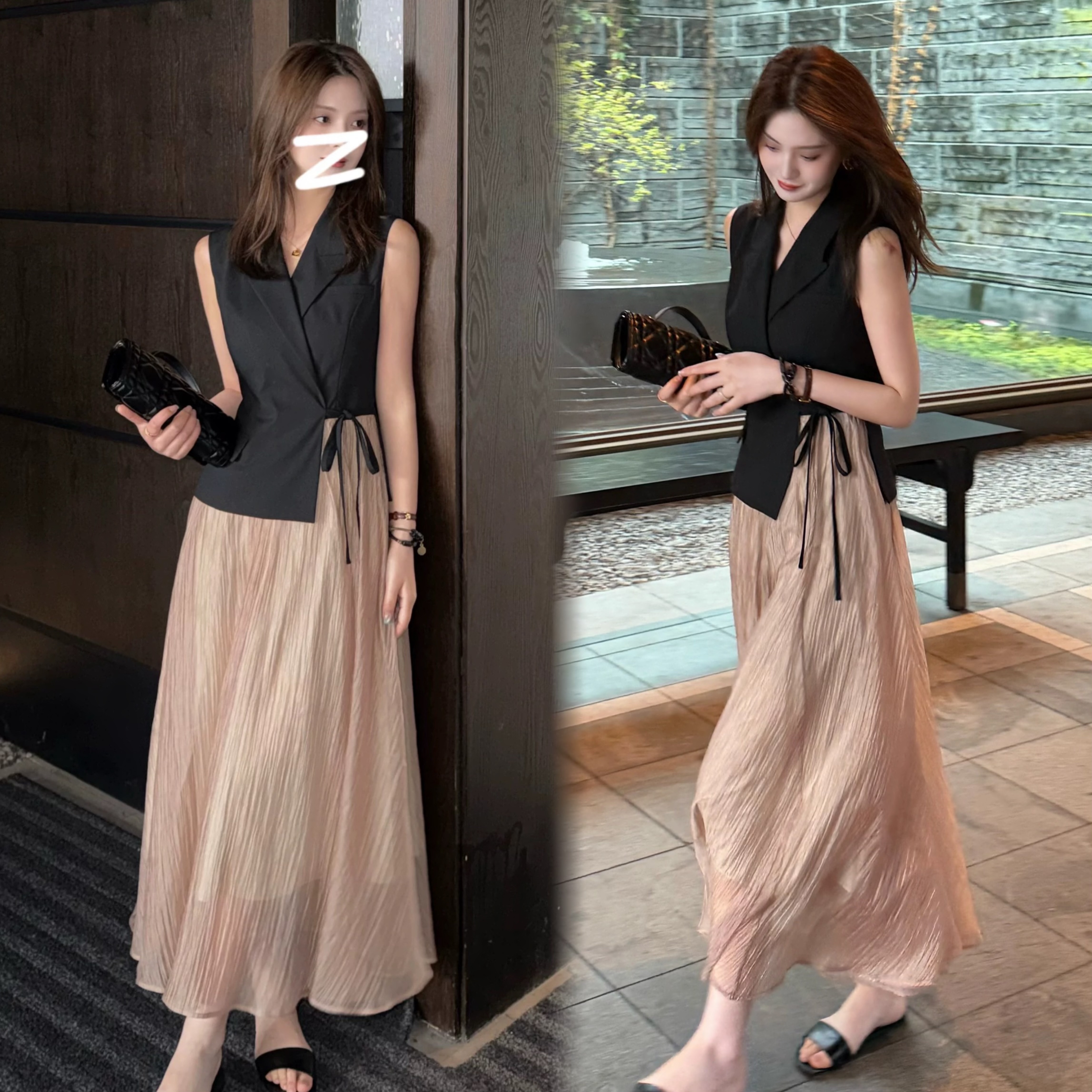 RY3159# LUOZHIYIN/罗知音醋酸羊毛春夏款时尚气质两件套装