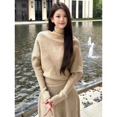 批发法式气质温柔风针织连衣裙子女秋冬季2026新款半高领套装长裙