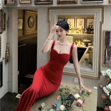 批发御姐名媛性感气质修身长款鱼尾摆吊带抹胸<b class='q'>连衣裙</b>礼裙