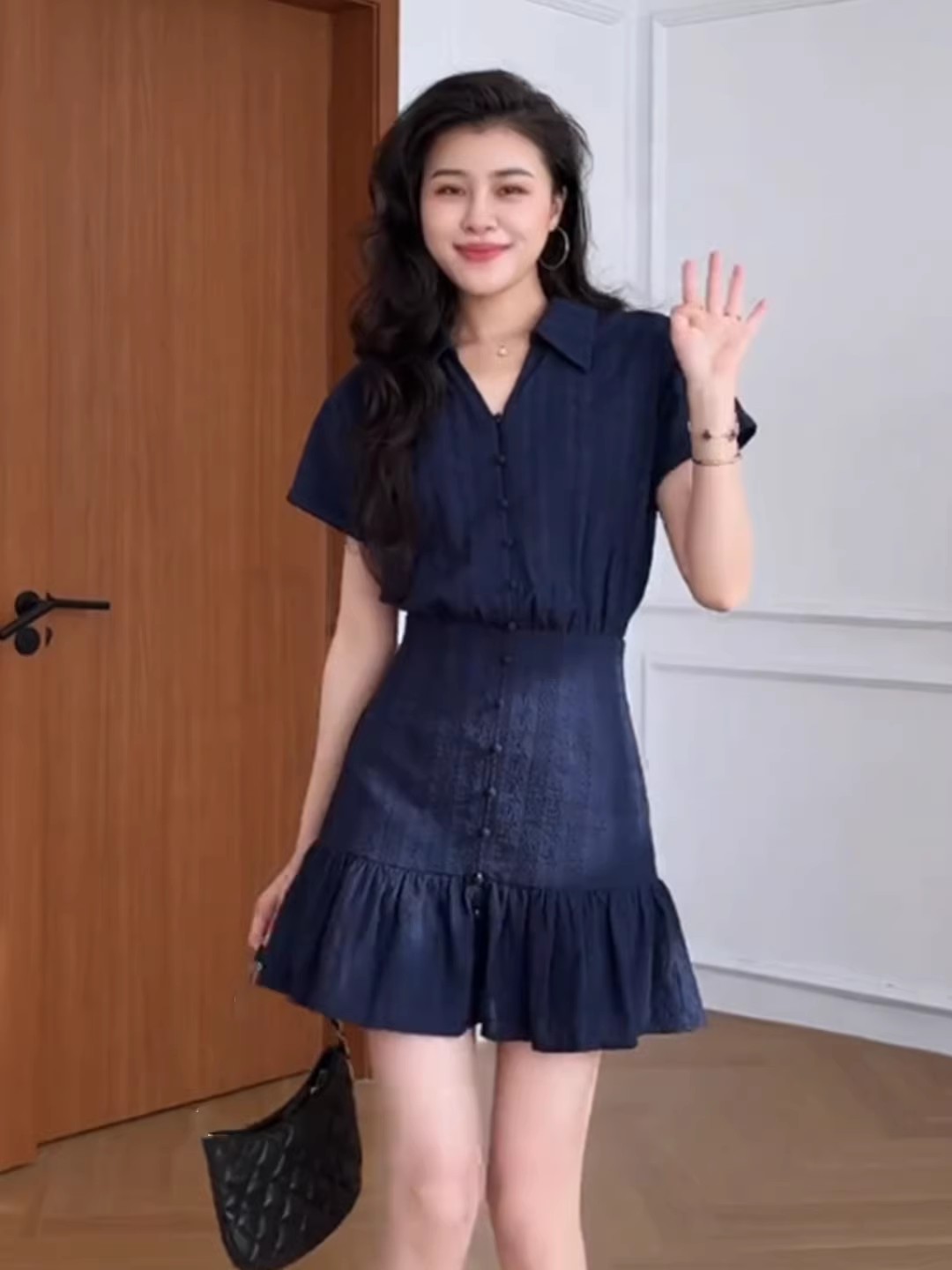 빅 사이즈 품격 다용도 고급 드레스 여성 의류 2026 여름 새로운 캐주얼 패션 허리 수축 미니 스커트