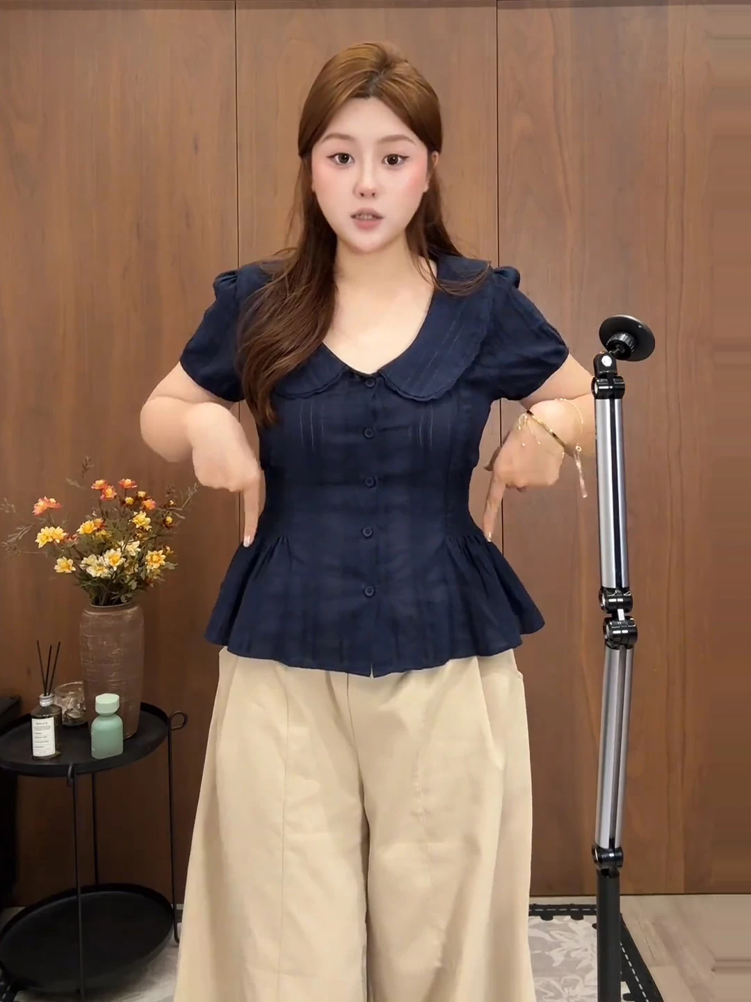 빅 사이즈 프랑스식 베이비 칼라 거품 소매 여성 셔츠 여름 지방 mm 디자인 센스 작은 대중 허리 수축 슬림해 보이는 품격 맨위