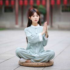 批发实拍高端改良太极服套装练功服两件套中国风瑜伽禅意茶服居士服