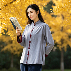批发实拍2026秋季新款复古中式上衣宽松晨练太极服棉麻禅意居士服女装