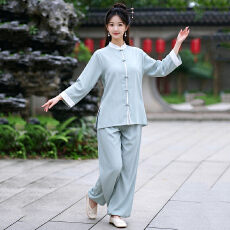 批发实拍高端改良太极服套装练功服两件套中国风瑜伽禅意茶服居士服