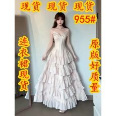 批发Skk Store斯嘉丽裙摆法式重工4米耗料蕾丝<b class='q'>吊带</b><b class='q'>连衣裙</b>立体蛋糕长裙