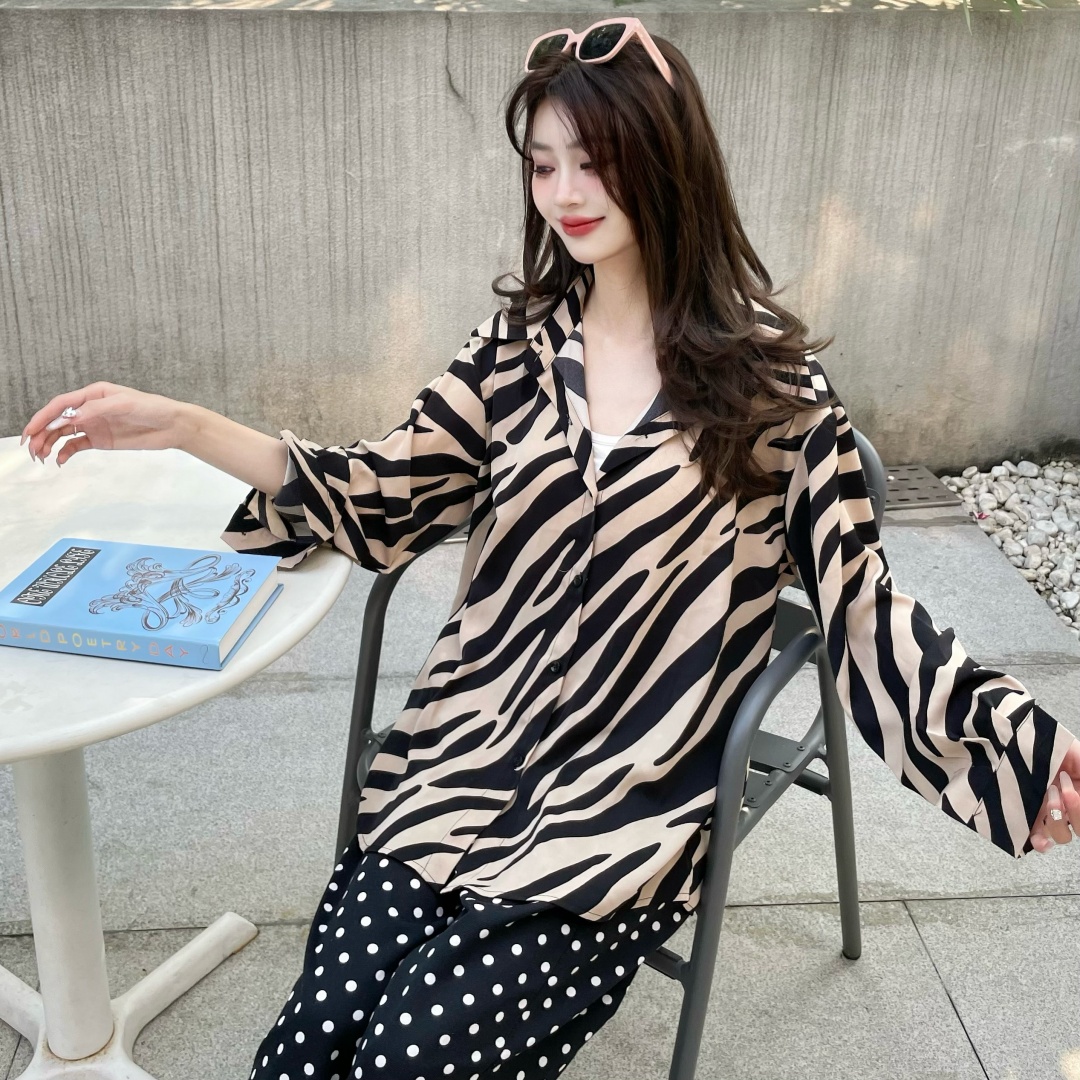 빅 사이즈 여성 의류 중간 길이 얼룩말 곡물 셔츠 표지 엉덩이 여름 지방 mm 표지 고기 슬림해 보이는 자외선 차단 쉬폰 셔츠