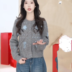 批发2025秋冬新款韩版宽松新年红蝴蝶结慵懒针织毛衣<b class='q'>开衫</b>外套女