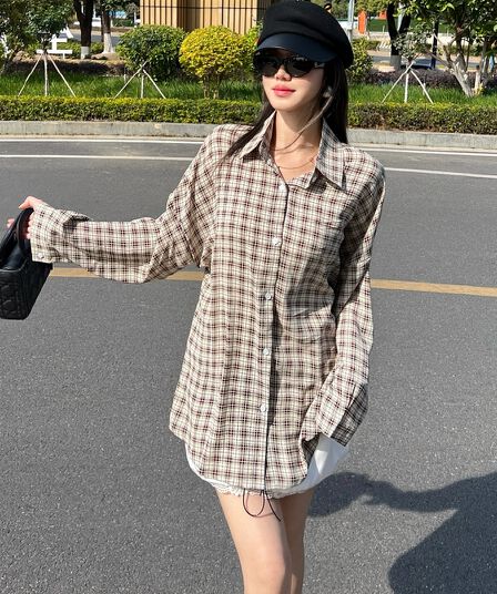 봄 여름 새로운 한국 스타일 디자인 센스 셔츠 여성 긴 소매 루즈핏 슬림해 보이는 학원 스타일 캐주얼 맨위 트렌디